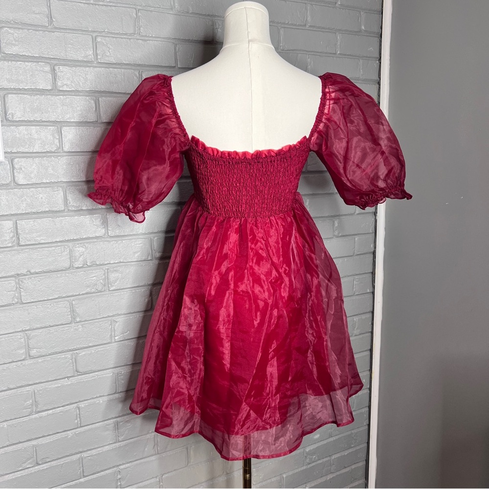 Altar’d State Red Babydoll Mini Mesh Dress Size Small - Picture 9 of 13